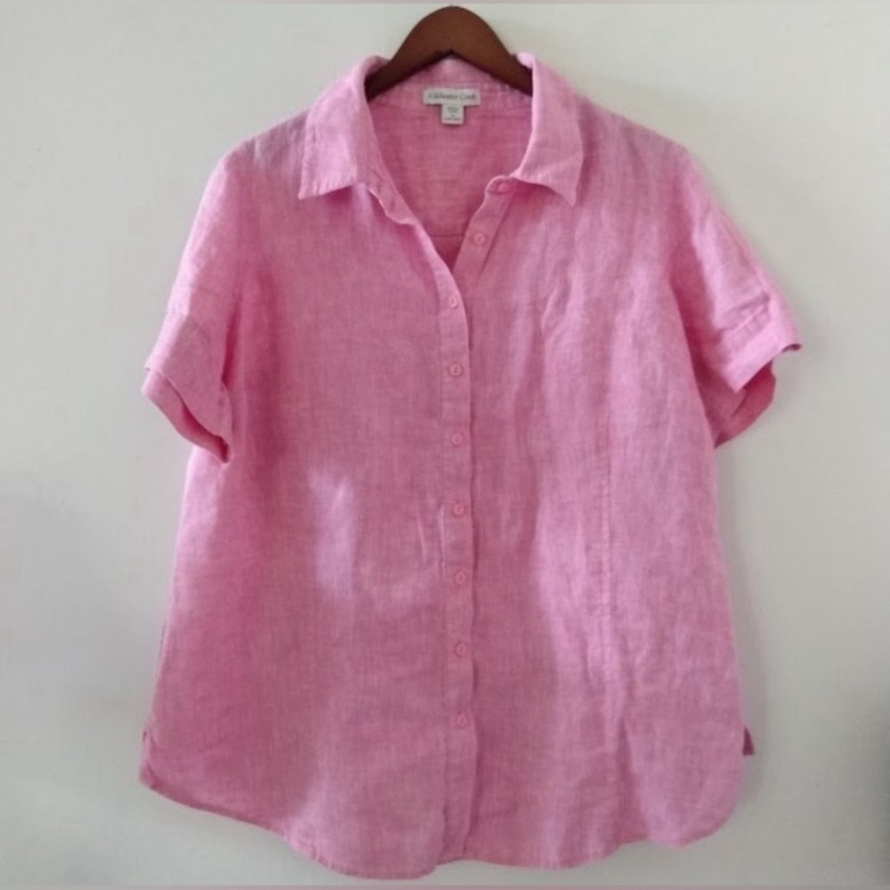 Coldwater Creek Linen Blouse Top 1x Pink